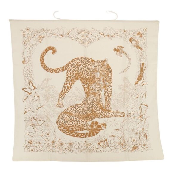HERMES Carre 90 Scarf JUNGLE LOVE Silk White Auth am6952 - Picture 1 of 16